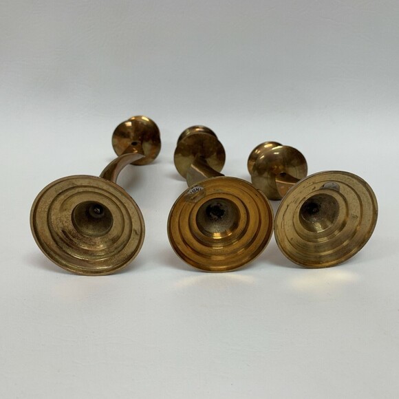 Brass Graduated Candlestick Candle Holders Swirl Twist Lot of 3 - Picture 7 of 7